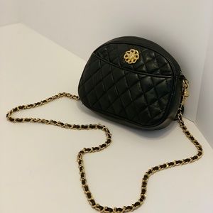 Vintage Black Quilted Leather Crossbody